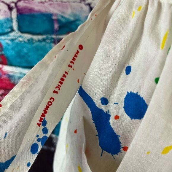 Vintage Paint Splatter Apron Two Pockets Manes Fabric Company 90s - Picture 2 of 4